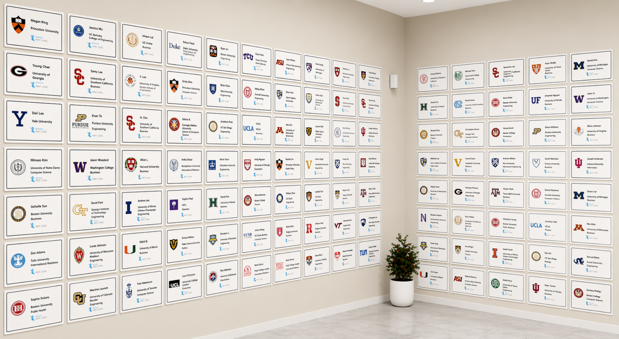 University achievement wall display